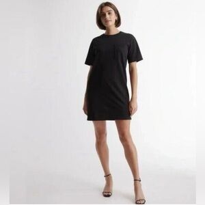 Quince Women's Black 100% Organic Cotton Relaxed T-Shirt Dress sz M